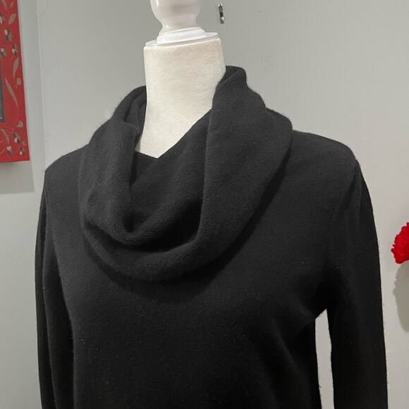 NEW Prive Cashmere Mini Exaggerated Cowl Neck 3/4 Sleeve Mini Dress Tunic S NWOT - Picture 3 of 16